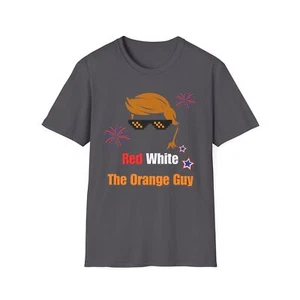 Funny Fourth of July Red White The Orange Guy T-Shirt, Patriotic Graphic Tee - Picture 1 of 17
