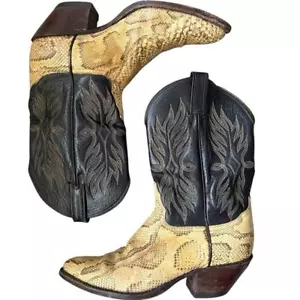 Botas de Vaquero Tony Lama Etiqueta Dorada De Colección Piel de Serpiente Talla Hombres 8.5 D/Mujeres 10 - Imagen 1 de 15