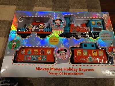 New Disney 100 Special Edition Mickey Mouse Holiday Express 36 Pcs Train Set - Image 1 of 3