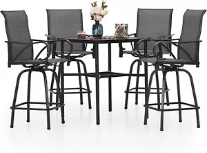 5 Piece Bar Height Patio Dining Set Outdoor Table Chair For Garden Heavy Duty - Picture 1 of 13