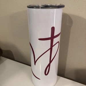 Heart Cross Drinking Tumbler Cup 20 Oz. New Item!! Jesus Loves You! - Picture 1 of 2