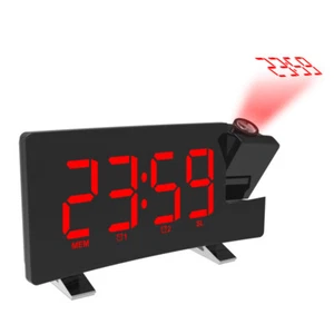LED Curved-Screen Digital Alarm Ceiling/Wall Projector Dual Clock FM Radio DC 5V - Picture 1 of 14
