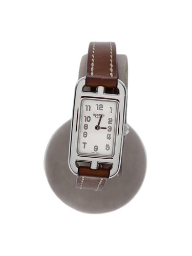 HERMÈS Orologio HERMES donna quarzo analogico pelle bianco marrone NA2.110