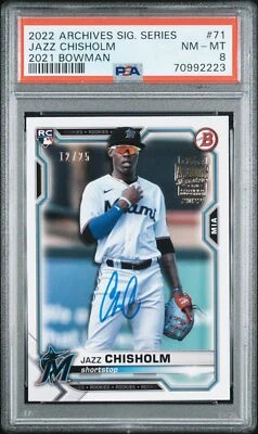Jazz Chisholm 2022 Topps Archives Series #71 2021 Bowman PSA 8 Auto #12/25 - Image 1 of 2
