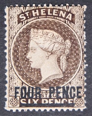 ST. HELENA SG43 1890 QV 4d marrón pálido, P14, 16,5 mm opcional, montado como nuevo Foto 1 de 2