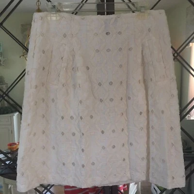 Falda perforada con ojales blancos cremosos Isda & Co con costuras bordadas talla 6, bolsillo Foto 1 de 4