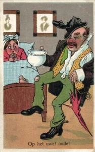 Vintage Postcard - Night Pot - Toilet Humor - Funny Drunk Man - 1910s - Picture 1 of 2