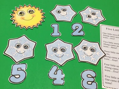 Cinque piccoli fiocchi di neve pretagliati in flanella/feltro figure da tavola set 11 pezzi - Immagine 1 di 4