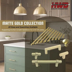 Matte Gold Collection - Kitchen Bath Cabinet Hardware Handles Pulls Knobs - Picture 1 of 48