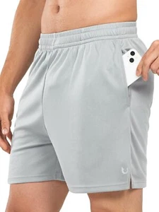 Men's Athletic Workout Shorts Running Quick Dry Shorts Gym Mesh 5" Shorts wit... - Picture 1 of 7