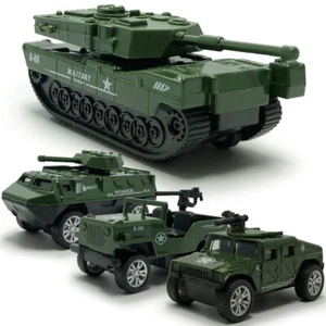 4PCS Military Army Vehicle Tank Model Car Diecast Toy Cars Set Kids Boys - Picture 1 of 12