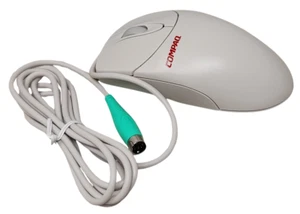 New Vintage Compaq Mouse Teardrop PS2 Mechanical Ball Mouse with Scroll Wheel - Picture 1 of 5