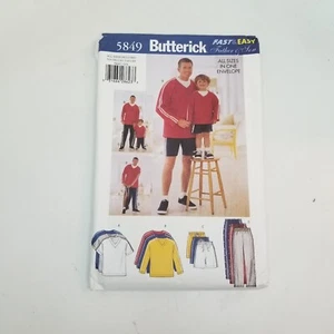   BUTTERICK #5849 FATHER & SON SHIRTS TOPS  SHORTS & PANTS  - Picture 1 of 5