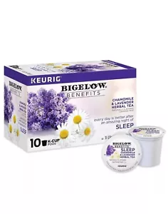 Bigelow Tea Benefits Sleep Chamomile and Lavender Herbal Tea 10 K-Cup Pods - Picture 1 of 4