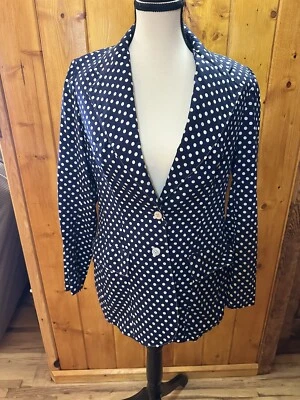 Evan-picone Small Ladies Blazer Polka Dot Navy Blue Vintage 1970’s - Image 1 of 4