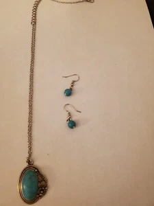 Schmuck Trachtenkette Ohrringe Türkis Optik - Bild 1 von 3
