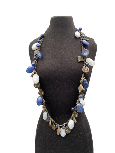 VETEMENTS Collana con ciondolo di perline blu Chaps Costume 22"
