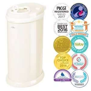 Ubbi Steel Diaper Pail, Ivory Color, Odor Locking, No Special Bag Required - Picture 1 of 7