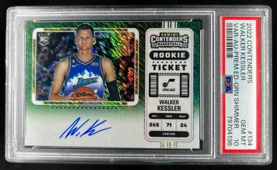 2022-23 Contenders Walker Kessler Premium RC Green Shimmer Auto #134b PSA 10 - Image 1 of 2