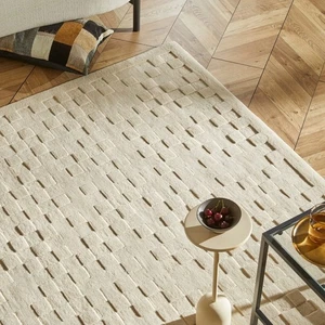 8'x10' Geometric Wool Rug – Hand-Tufted Modern Carpet for Bedroom & Living Room - Picture 1 of 7
