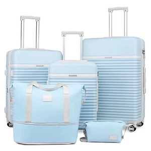 Joyway - 5 Luggage Sets Hardside Spinner Luggage - 28-in Checked Luggage-Blue - Picture 1 of 1