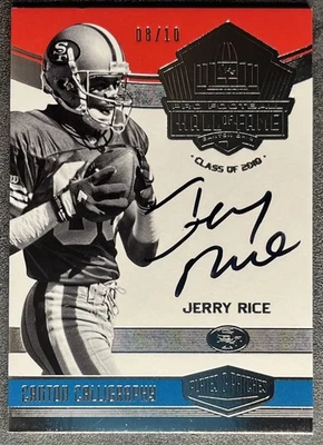 Jerry Rice 2016 Panini Plates & Patches Canton Calligraphy On Card Auto /10 HOF  - Image 1 of 2