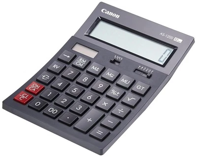 Canon AS-1200 Calculator Desktop Battery/Solar Mark-up 12 Digit 3 Memory Keys Da - Image 1 of 4
