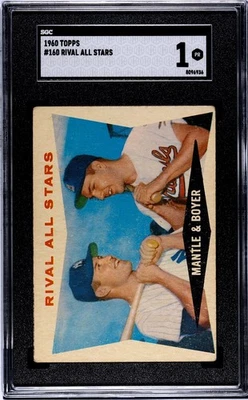 1960 Topps Mickey Mantle & Ken Boyer (rival All-Stars) #160 SGC 1 Foto 1 de 2