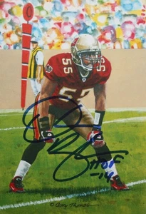 Derrick Brooks Signed TB Buccaneers Goal Line Art Card w/ HOF-JSA W Auth *Blue L - Picture 1 of 9