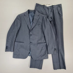 Canali Mens 2 Piece Suit Set Blue 42 R Jacket W36 Pants Wool Pin Stripe - Picture 1 of 17