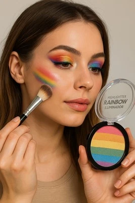 Kleancolor Rainbow Highlighter Illuminator and Tan Shimmery Powder 2 Different - Image 1 of 4