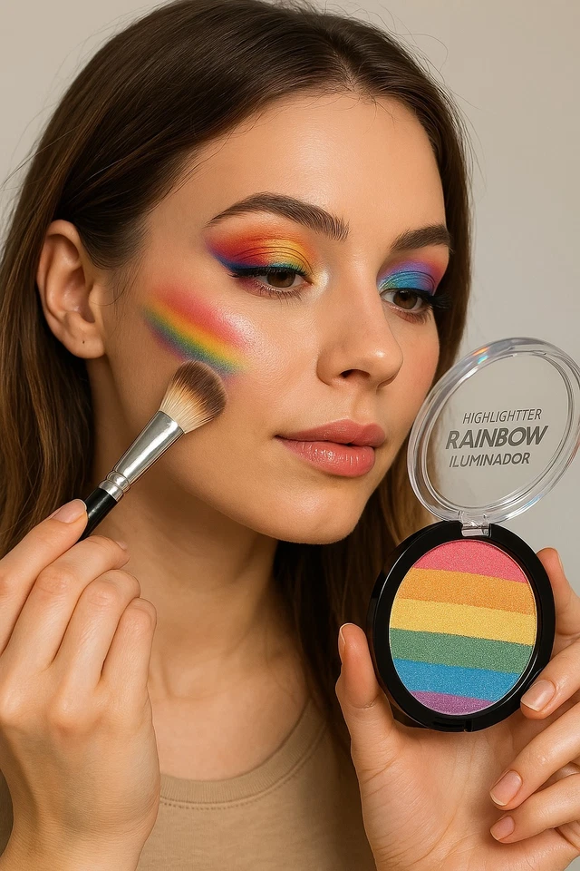 Kleancolor Rainbow Highlighter Illuminator and Tan Shimmery Powder 2 Different - Image 1 of 4