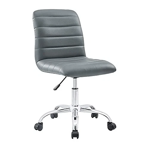 Modway Ripple Mid Back Armless Swivel Office Chair in Gray