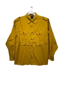 Red Ape Shirt Men's Long Sleeve Button Down Pockets Embroidered Yellow Sz L - Picture 1 of 7