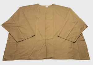 Scrub Jacket Mens (8X) Brown 2 Pockets Plastic Buttons Long Sleeves Medical NWOT - Picture 1 of 5