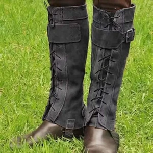 Handmade Leather Gaiters – Medieval Style Leg Armor with Lacing and Buc - Picture 1 of 4
