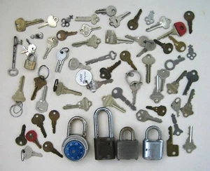 Lot of Old Antique Vintage Locks & Keys Skeleton Flat Yale Master Corbin Sargent - Picture 1 of 5