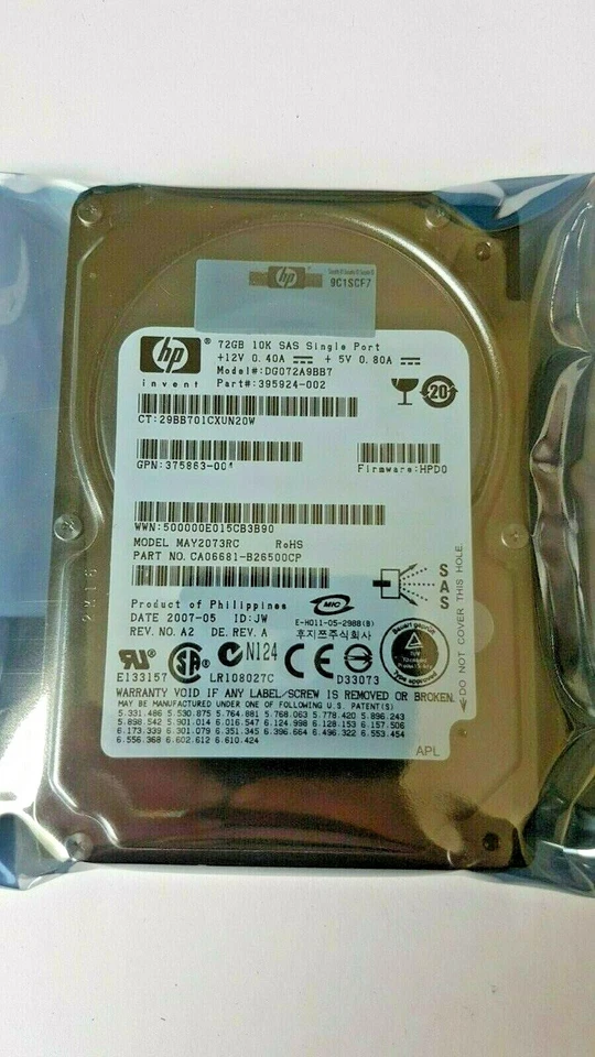 72 GB HP SAS DG072A9BB7 10K 2.5 Hard Drive NEW - Image 1 of 1