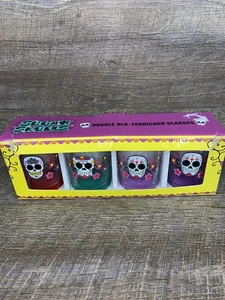 Sugar Skulls Double Old Fashioned Gläser 4er Set Day of the Dead Neu Open Box - Bild 1 von 5