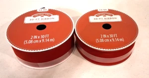 Holiday Time Ribbon Wired 2 in x 30 Ft Red Velvet 2 Rolls New - Picture 1 of 3