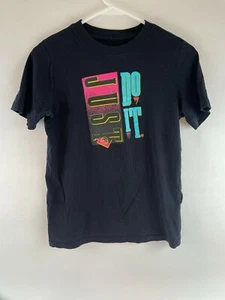 Nike T-Shirt Girls Size Large Black Short Sleeve Round Neck *Just Do it* Print - Picture 1 of 6