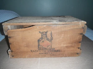 vintage viking tacks and staples wood shipping crate upside down - Picture 1 of 12