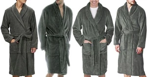 Bata de baño mediana gris suave polar cuello chal hombre caballero muchacho M - Imagen 1 de 8