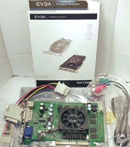 AGP eVGA GeForce 7600GS Retail boxed New Capacitors recapped TESTED TVOut cables - Picture 1 of 15