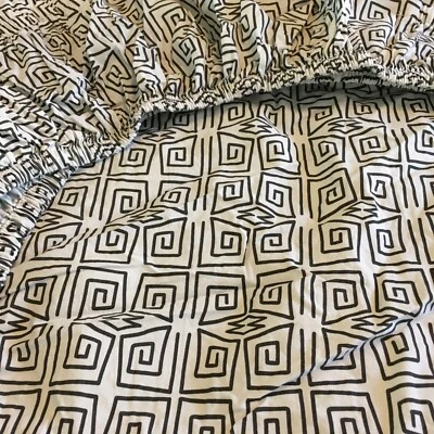 Opal House twin size fitted sheet with tan with black abstract design - Image 1 of 4
