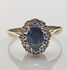 9ct Yellow Gold Ring Sapphire and Diamond Natural Gemstones UK Ring Size O