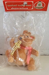 Vintage Flaux Music Teddy Bear Valentine's Or Christmas Decoration New In Bag - Picture 1 of 6