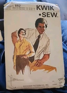 Vintage Kwik Sew Pattern #662 Mens Dress Shirts 2 Styles Sizes 48-54" Ches Uncut - Picture 1 of 7