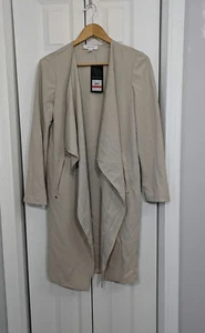 Nine West NWT Women's Size XS Tan Jacket Long Trench Open Front - Picture 1 of 5