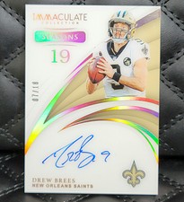 2019 Immaculate Collection Drew Brees On Card Auto Holo Gold 7/18 Sp SAINTS